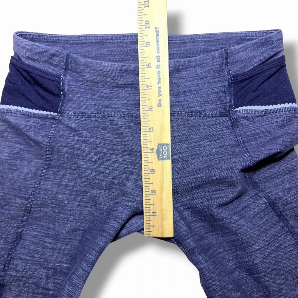 Lululemon 6 Snap Me Up Crop Side Button Indigo Heathered Slub Picot Capri Leggin
